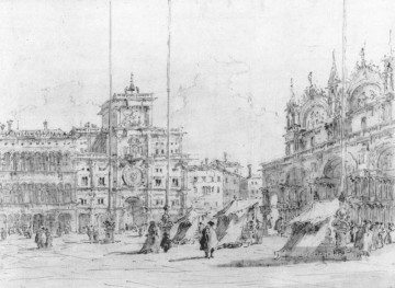 der Torre del Orologio Venezia Schule Francesco Guardi Zeichnung Ölgemälde